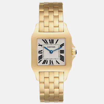 Pre-owned Cartier Santos Demoiselle Midsize Yellow Gold Ladies Watch 26 Mm In Silver