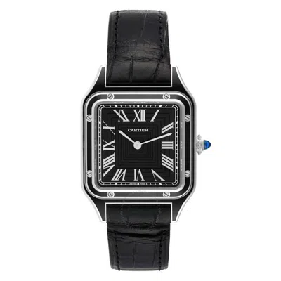Cartier Santos-dumont Large Model Hand Wind Black Dial Men's Watch Wssa0046