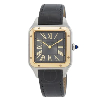 Cartier Santos-dumont Quartz Gray Dial Unisex Watch W2sa0028 In Blue / Gold / Gold Tone / Gray / Yellow