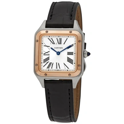Cartier Santos-dumont Small Model Quartz Silver Dial Unisex Watch W2sa0012 In Black / Gold / Rose / Rose Gold / Silver