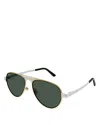 Cartier Santos Evolution Platinum & 24k Gold Plated Pilot Sunglasses, 58mm In Gold