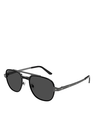 Cartier Santos Evolution Round Sunglasses, 56mm In Black/gray Polarized Solid