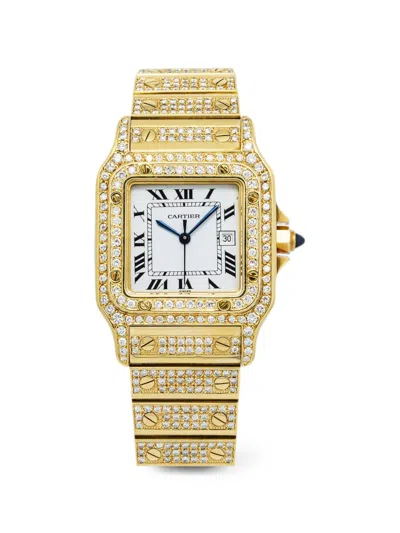 Pre-owned Cartier Santos Galbée Diamond-embellished 35mm Watch In White