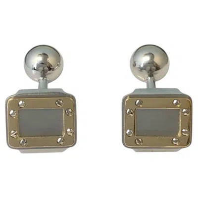 Pre-owned Cartier Santos Gold And Steel Cufflinks In Multi