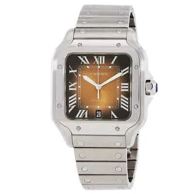 Pre-owned Cartier Santos Large Model Automatic Brown Dial Watch Wssa0064