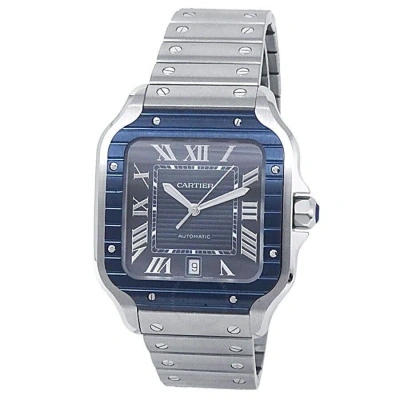 Cartier Santos Large Model Blue Striated Dial Automatic Men's Watch Wssa0048