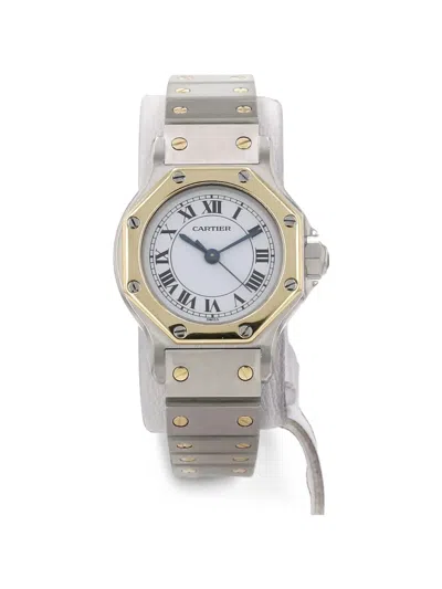 Pre-owned Cartier Santos Octagonal 24mm Watch In White