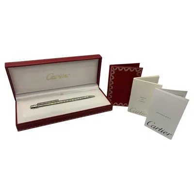 Pre-owned Cartier Santos Palladium Plated Stylo Bille Must Ii Comes With Original Papers In Gray