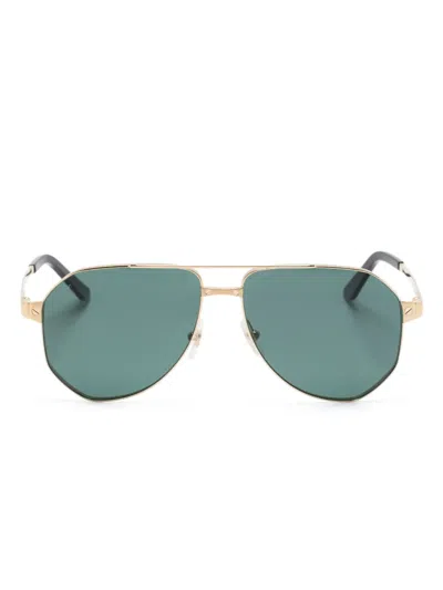 Cartier Santos Pilot-frame Sunglasses In Gold