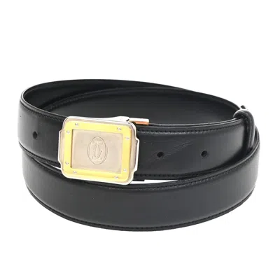 Pre-owned Cartier Santos Plaque Reversible Belt Leather Black Leather Belts Accessory ()