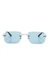 Cartier Santos Rectangle-frame Sunglasses In Silver