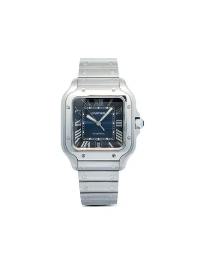 Pre-owned Cartier Santos Stainless Steel 40mm In Blue