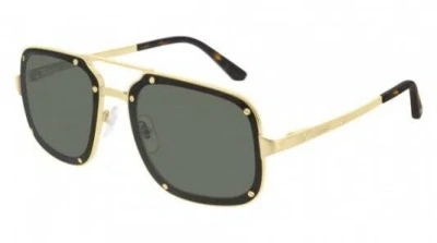 Pre-owned Cartier Santos Sunglasses Ct0194s 002 Gold & Black Frame Gray Lens Navigator In Grey Green