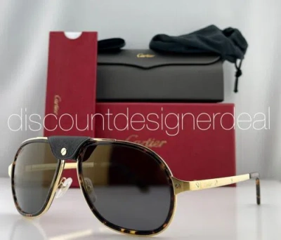 Pre-owned Cartier Santos Sunglasses Ct0241s 004 Gold Havana Frame Gold Flash Polarized