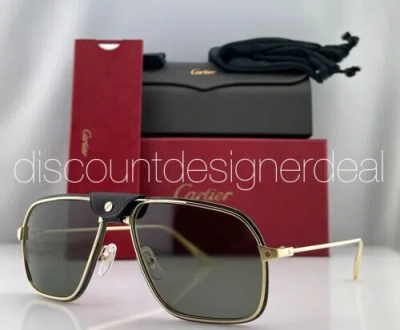Pre-owned Cartier Santos Sunglasses Ct0243s 001 Yellow Gold Frame Gray Polarized Lens 62
