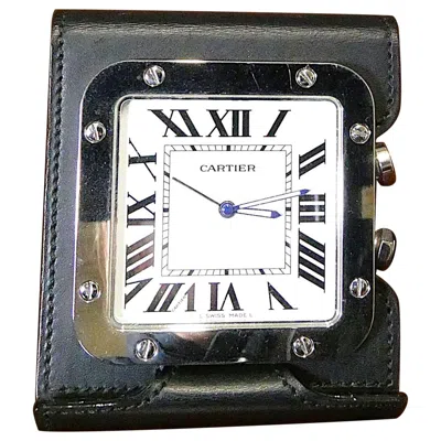Pre-owned Cartier Santos Travel Alarm Clock In Black