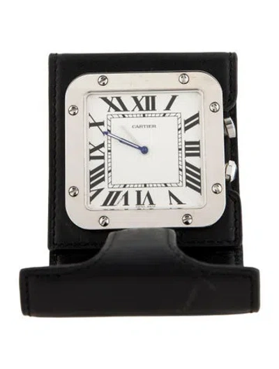Pre-owned Cartier Santos Travel Alarm Clock In Black