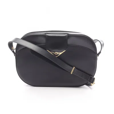 Pre-owned Cartier Sapphire Line Navy Leather Shoulder Bag () In Blue