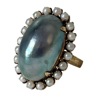 Pre-owned Cartier Seed Pearl And Blister Cocktail Ring In Gold