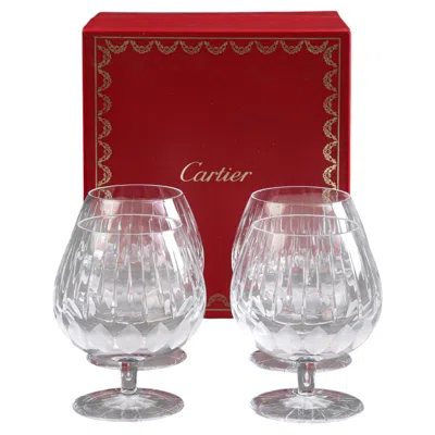 Pre-owned Cartier Set Of 4 "la Maison Du Shogun" Crystal Brandy Snifters (cognac Glasses) In Red