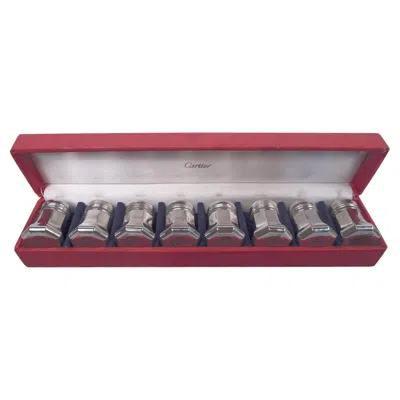 Pre-owned Cartier Set Of 4 Pairs Of  Modern Salt & Pepper Shakers In Case In Silver