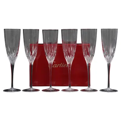 Pre-owned Cartier Set Of (6) Champagne Flutes Art Deco Style Of La Maison Du Shogun 1980's In Brown