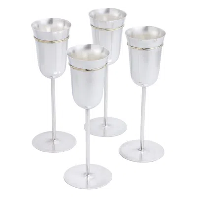 Pre-owned Cartier Set Of Four  'trinity' Sterling Silver Champagne Flutes In Multi