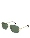 Cartier Signature C 24k Gold Plated Rimless Sunglasses In Gold/green