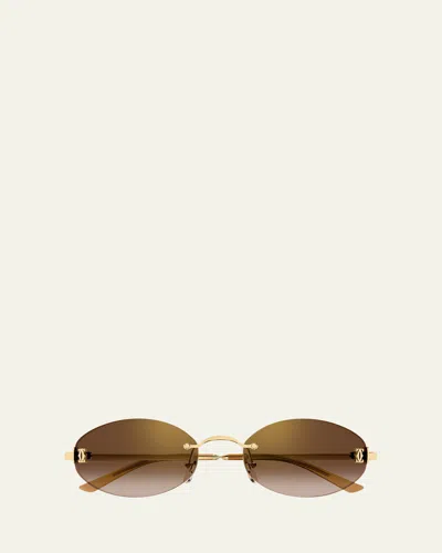 Cartier Oval Sunglasses In Brown