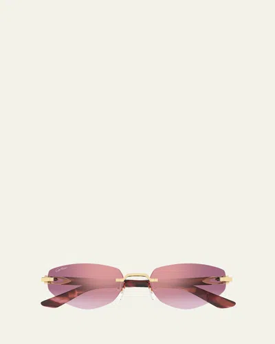 Cartier Signature C De  56mm Geometric Sunglasses In Pink