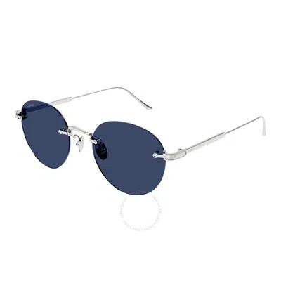 Cartier Signature C De  Blue Round Unisex Sunglasses Ct0393s 001 52