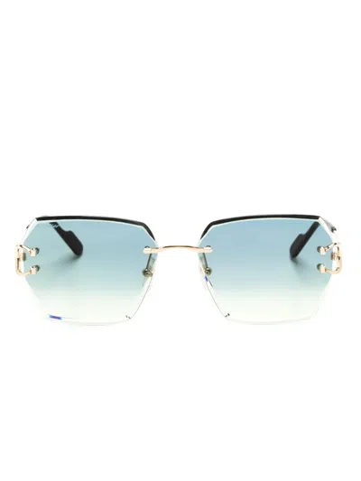 Cartier Signature C De  Geometric-frame Sunglasses In Blue
