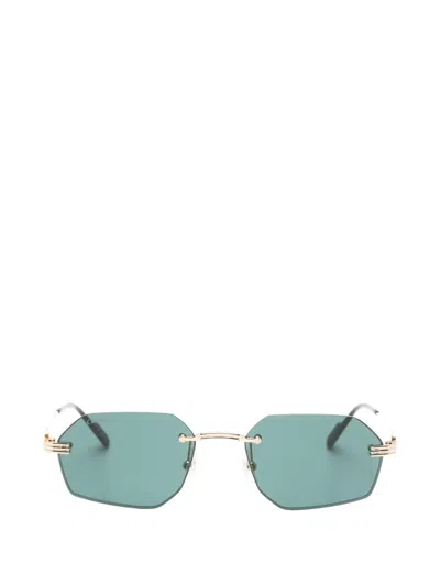 Cartier Signature C De  Geometric-frame Sunglasses In Green