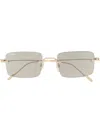 Cartier Signature C De  Precious Rectangular Sunglasses In Gold
