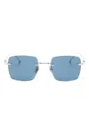 Cartier Signature C De  Precious Rectangular Sunglasses In Silver