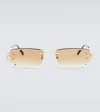 Cartier Signature C Rectangular Sunglasses In Gold