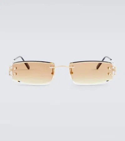 Cartier Signature C Rectangular Sunglasses In Gold