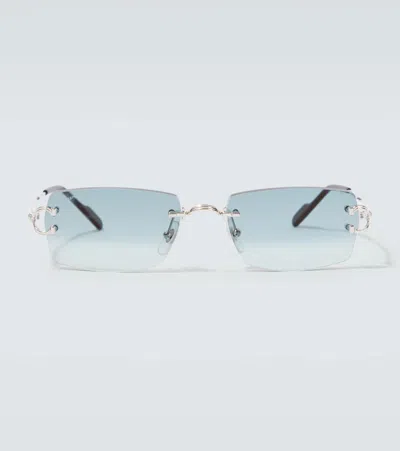 Cartier Signature C Rectangular Sunglasses In Silver