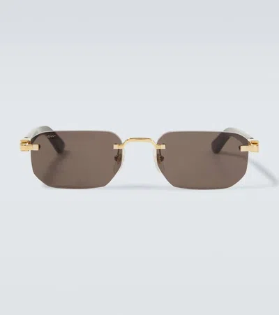 Cartier Signature C Rectangular Sunglasses In Gold