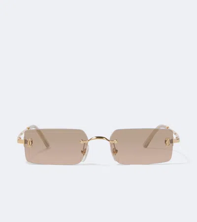 Cartier Signature C Rectangular Sunglasses In Pink