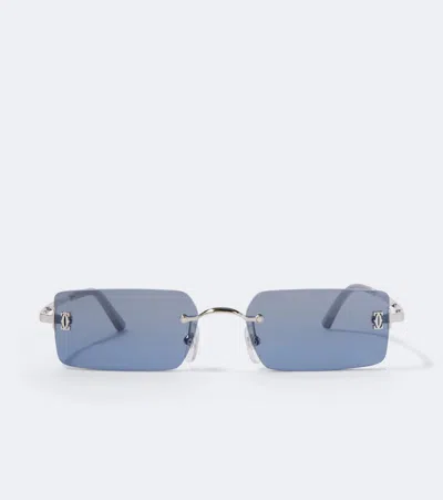 Cartier Signature C Rectangular Sunglasses In Silver