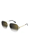 Cartier Signature C Square Sunglasses, 58mm In Gold