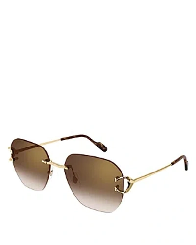 Cartier Men's C Décor 58mm 24k Gold-plated Sunglasses In Gold/brown Gradient