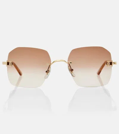Cartier Signature C Square Sunglasses In Brown