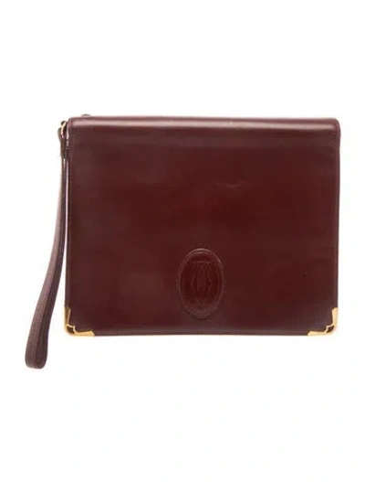 Pre-owned Cartier Signature Clutch In Burgundy