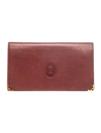Pre-owned Cartier Signature Clutch In Burgundy