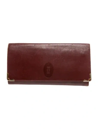 Pre-owned Cartier Signature Clutch In Burgundy