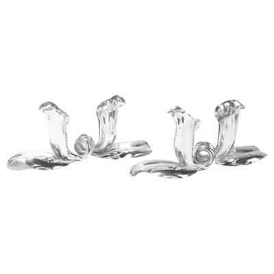 Pre-owned Cartier Signed  Sterling Silver Mid-century Modernist Flower Blossom Candlesticks