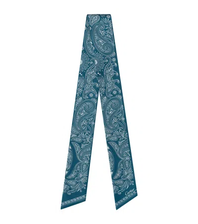Cartier Silk C De  Scarf In Blue