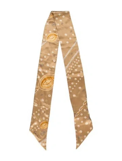 Pre-owned Cartier Silk Floral Print Scarf In Neutral